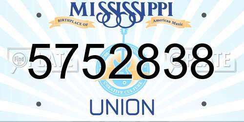 5752838 Mississippi License Plate
