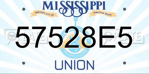 57528E5 Mississippi License Plate