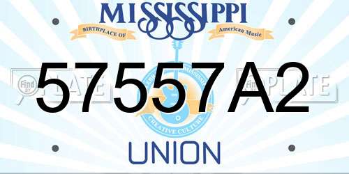57557A2 Mississippi License Plate