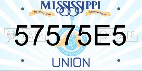 57575E5 Mississippi License Plate