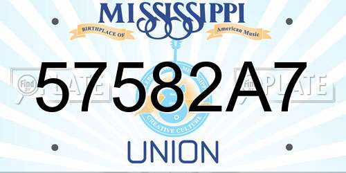 57582A7 Mississippi License Plate