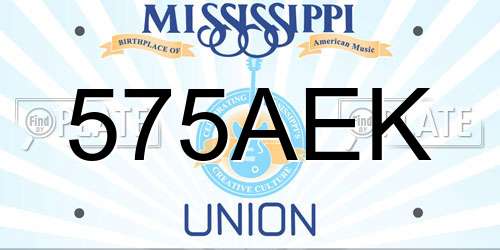 575AEK Mississippi License Plate