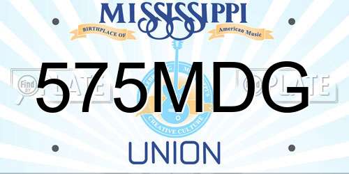 575MDG Mississippi License Plate