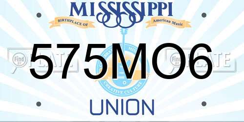 575MO6 Mississippi License Plate