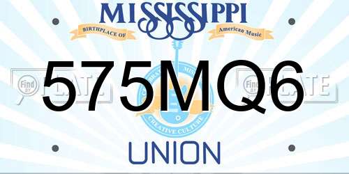 575MQ6 Mississippi License Plate