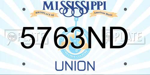 5763ND Mississippi License Plate