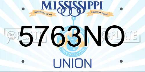 5763NO Mississippi License Plate
