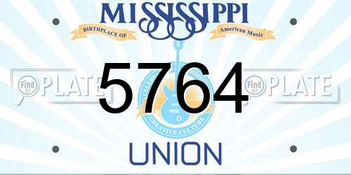 5764 Mississippi License Plate