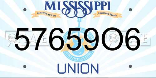 57659O6 Mississippi License Plate