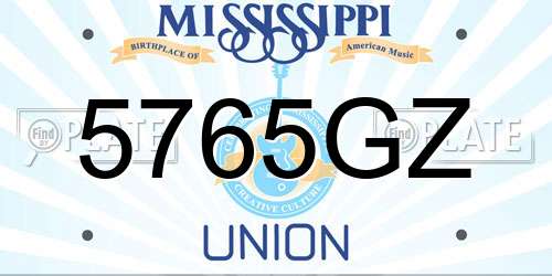 5765GZ Mississippi License Plate