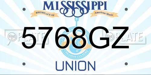 5768GZ Mississippi License Plate