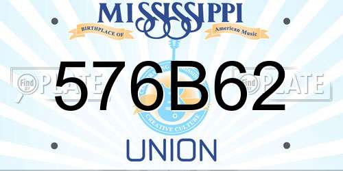 576B62 Mississippi License Plate