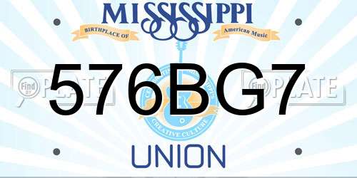 576BG7 Mississippi License Plate