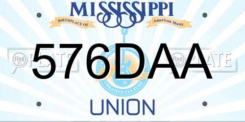 576DAA Mississippi License Plate