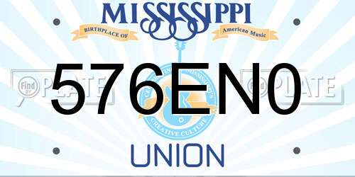 576EN0 Mississippi License Plate
