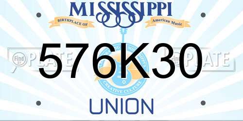 576K30 Mississippi License Plate