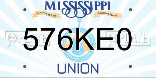 576KE0 Mississippi License Plate