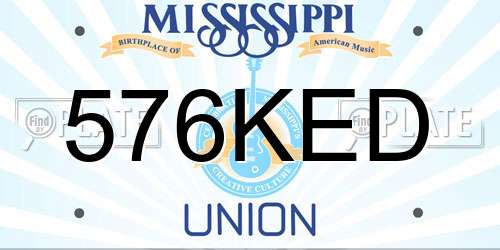 576KED Mississippi License Plate