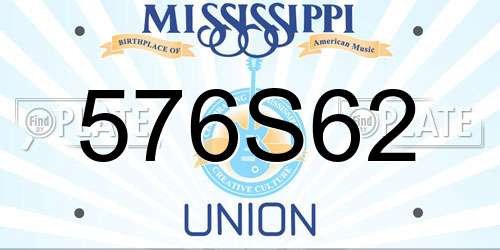 576S62 Mississippi License Plate