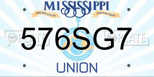 576SG7 Mississippi License Plate