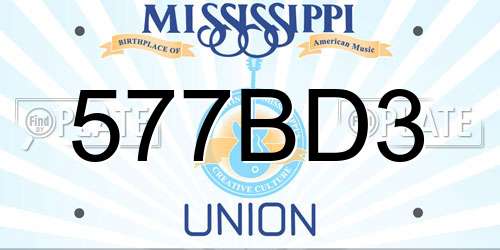 577BD3 Mississippi License Plate