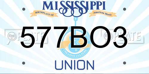 577BO3 Mississippi License Plate