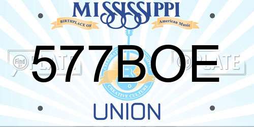 577BOE Mississippi License Plate
