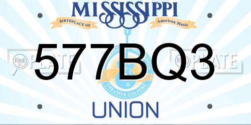 577BQ3 Mississippi License Plate