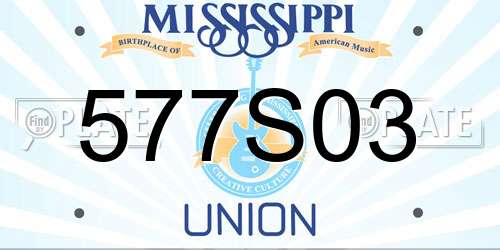 577S03 Mississippi License Plate