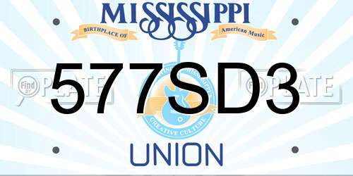 577SD3 Mississippi License Plate