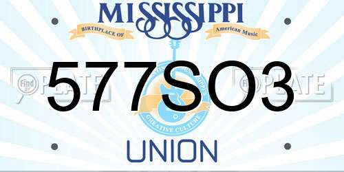 577SO3 Mississippi License Plate