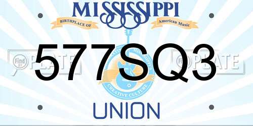 577SQ3 Mississippi License Plate