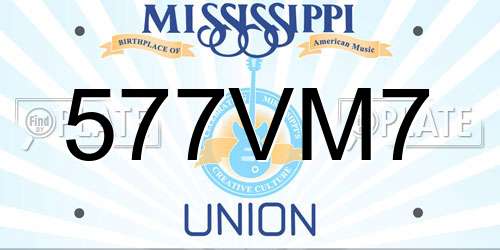 577VM7 Mississippi License Plate