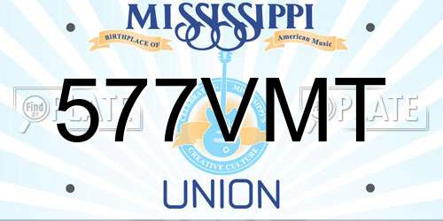 577VMT Mississippi License Plate