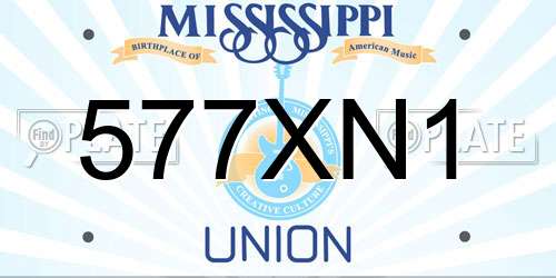 577XN1 Mississippi License Plate