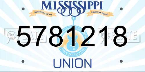 5781218 Mississippi License Plate