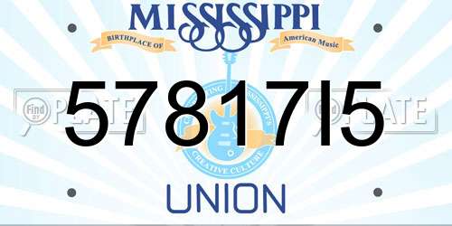 57817I5 Mississippi License Plate