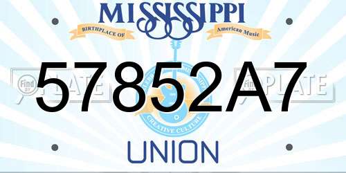 57852A7 Mississippi License Plate