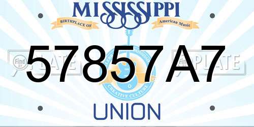 57857A7 Mississippi License Plate