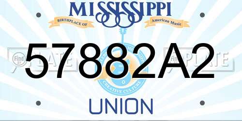 57882A2 Mississippi License Plate