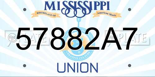 57882A7 Mississippi License Plate
