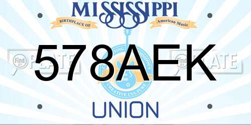 578AEK Mississippi License Plate