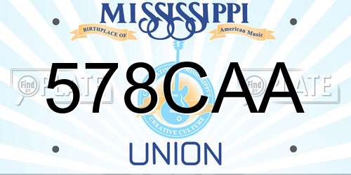 578CAA Mississippi License Plate
