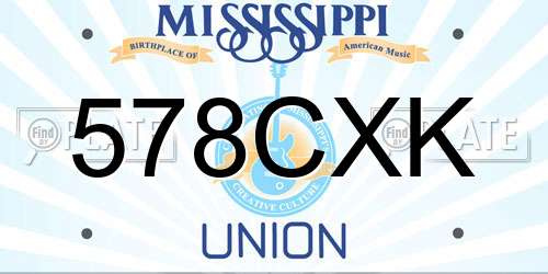 578CXK Mississippi License Plate
