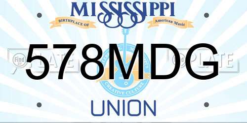 578MDG Mississippi License Plate