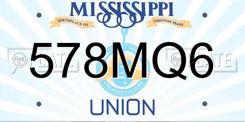 578MQ6 Mississippi License Plate