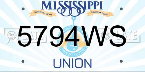 5794WS Mississippi License Plate