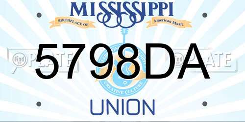 5798DA Mississippi License Plate