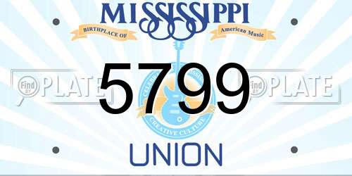 5799 Mississippi License Plate