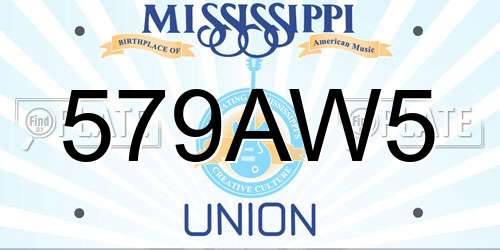 579AW5 Mississippi License Plate